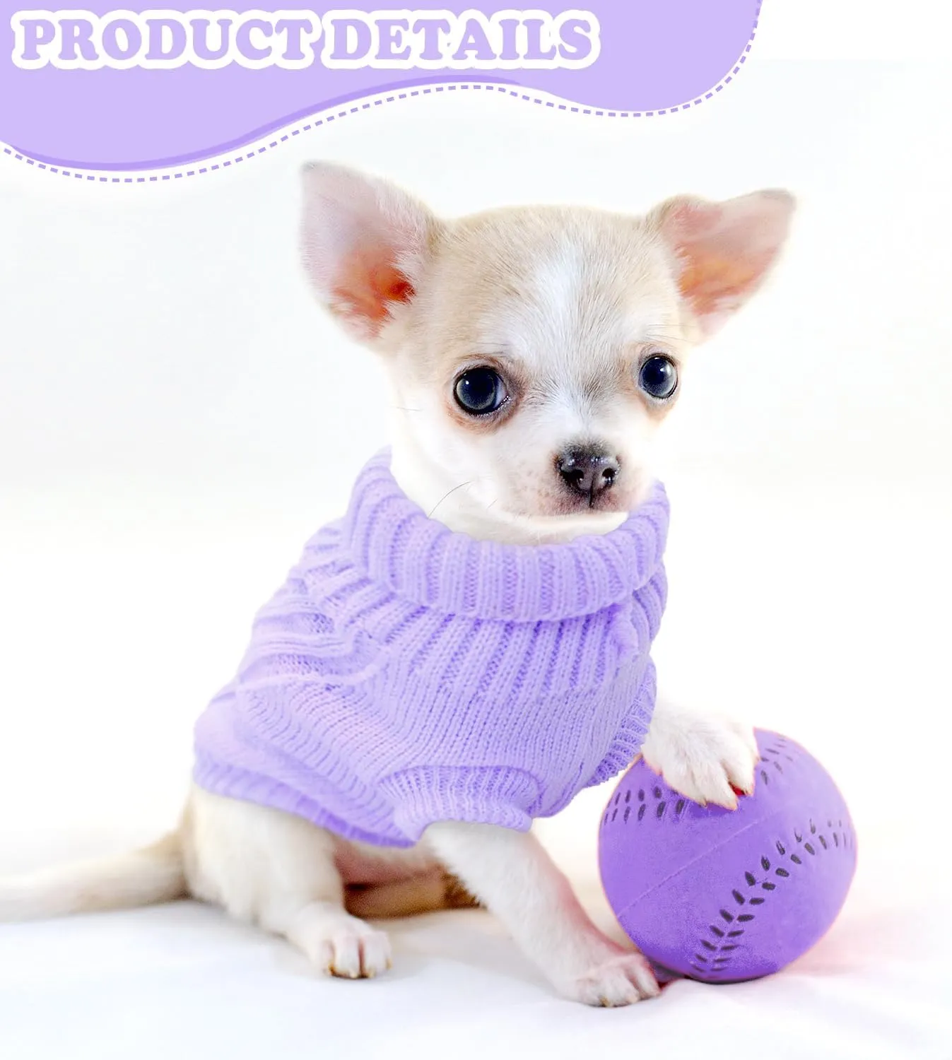 2 Pack Dog Sweater for Small Dogs, XXS Dog Sweater Fall Dog Clothes Winter Knitwear Warm Puppy Sweaters Cute Chihuahua Yorkie Puppy Clothes Xxs