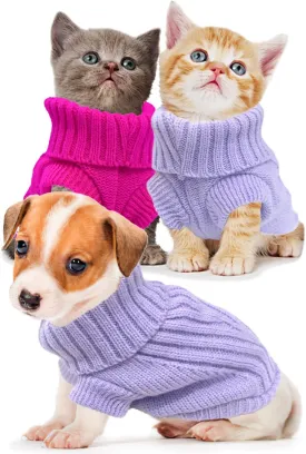 2 Pack Dog Sweater for Small Dogs, XXS Dog Sweater Fall Dog Clothes Winter Knitwear Warm Puppy Sweaters Cute Chihuahua Yorkie Puppy Clothes Xxs