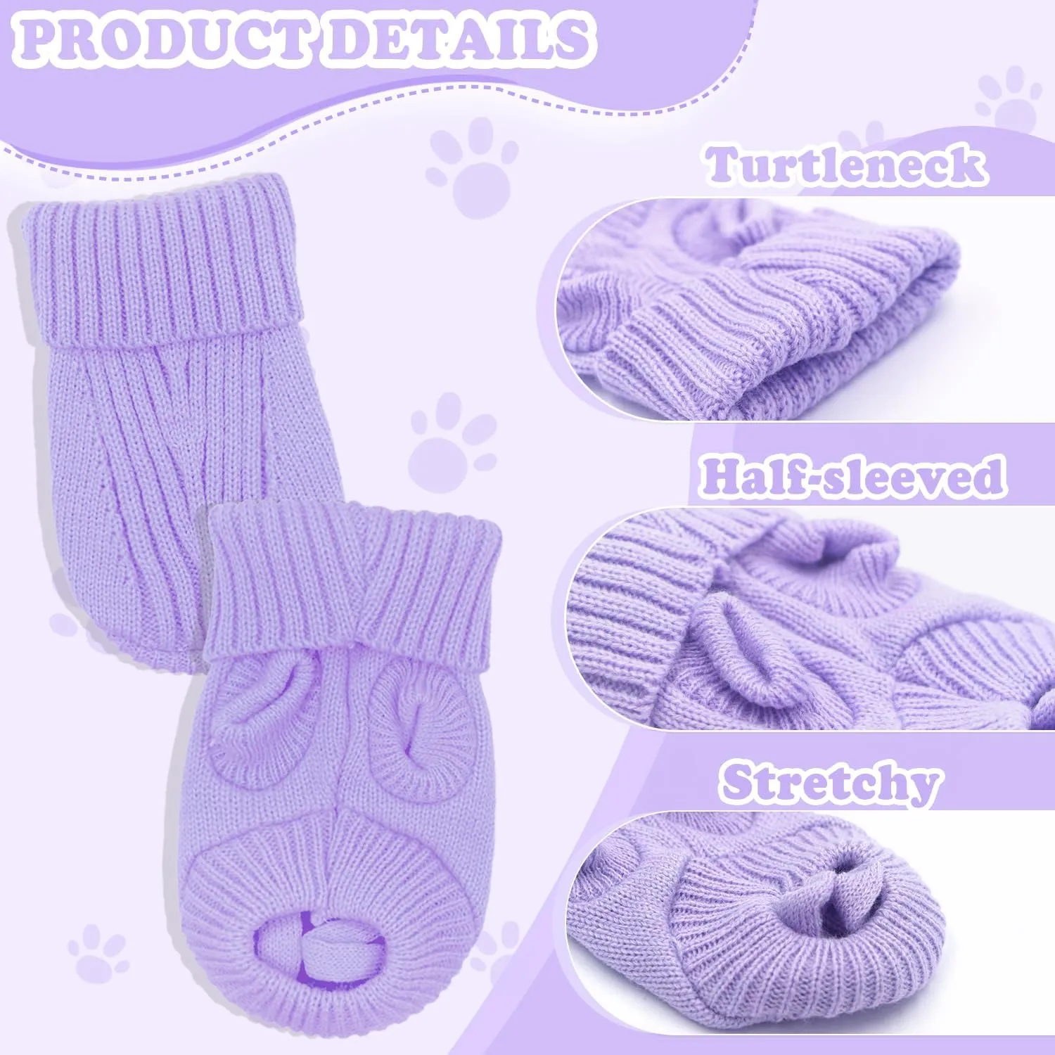 2 Pack Dog Sweater for Small Dogs, XXS Dog Sweater Fall Dog Clothes Winter Knitwear Warm Puppy Sweaters Cute Chihuahua Yorkie Puppy Clothes Xxs