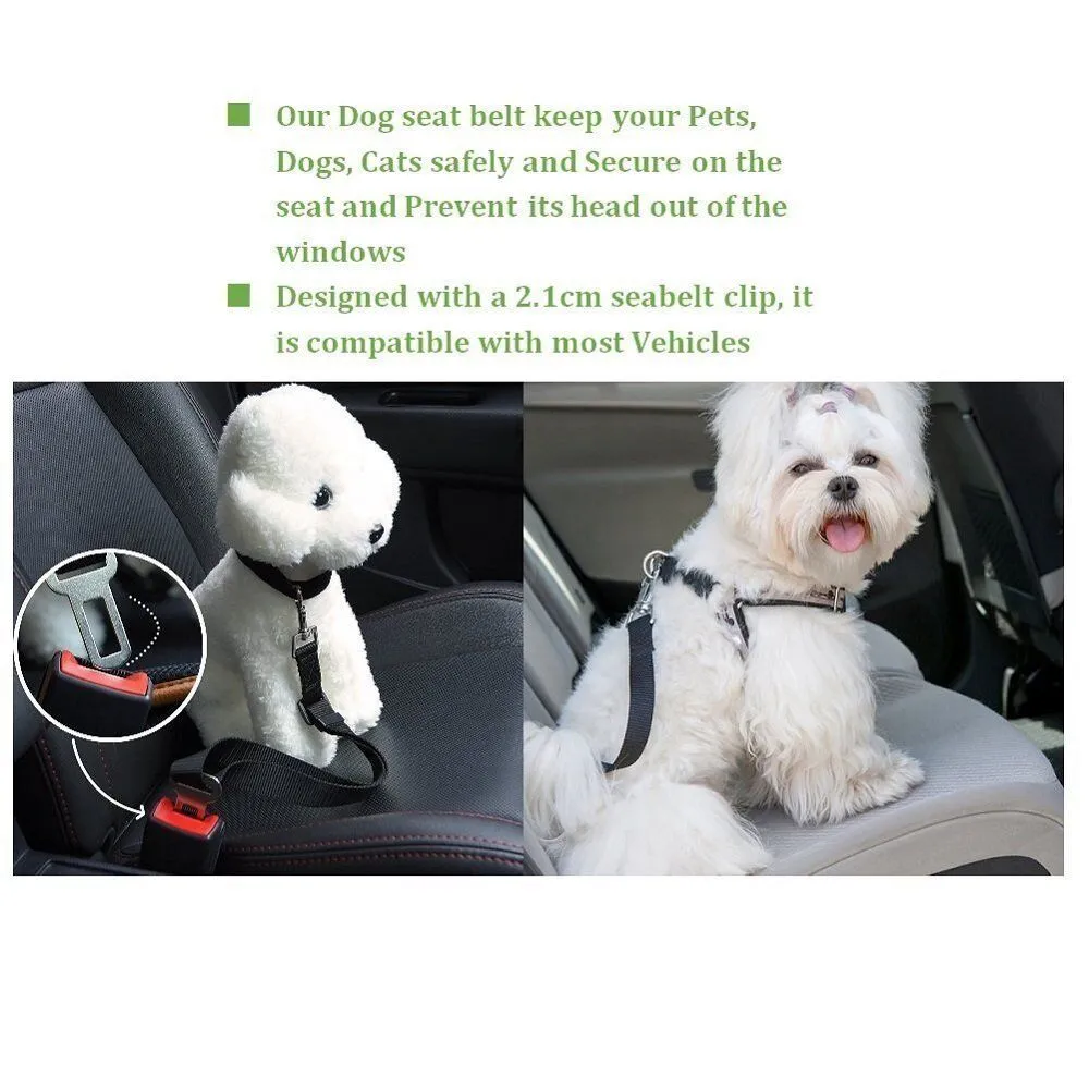 3 PCS Adjustable Pet Dog Cat Car Seat Belt Safety Leads Vehicle Seatbelt Harness