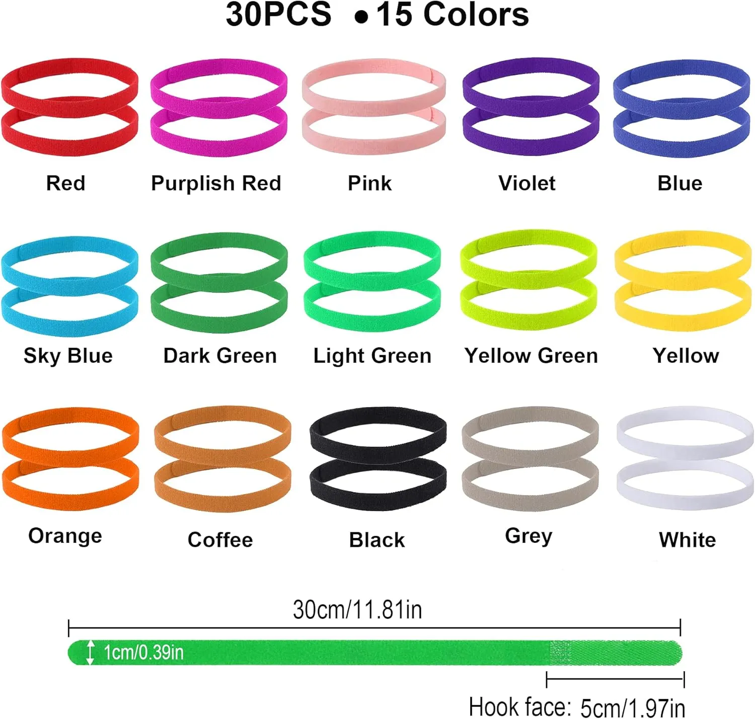 30 Pcs Puppy Whelping Collars Newborn Pet Collars Double-Sided Soft Adjustable ID Bands Puppy Collars for Litter Newborn Pet Dog Cat 15 ColorsM