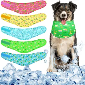 5 Pcs Dog Cooling Bandanas Dog Instant Cooling Neck Wraps Breathable Ice Scarf Pet Heat Relief Collar Basic Collars for Small Medium Large Pet Training Camping Accessories for Summer(M)