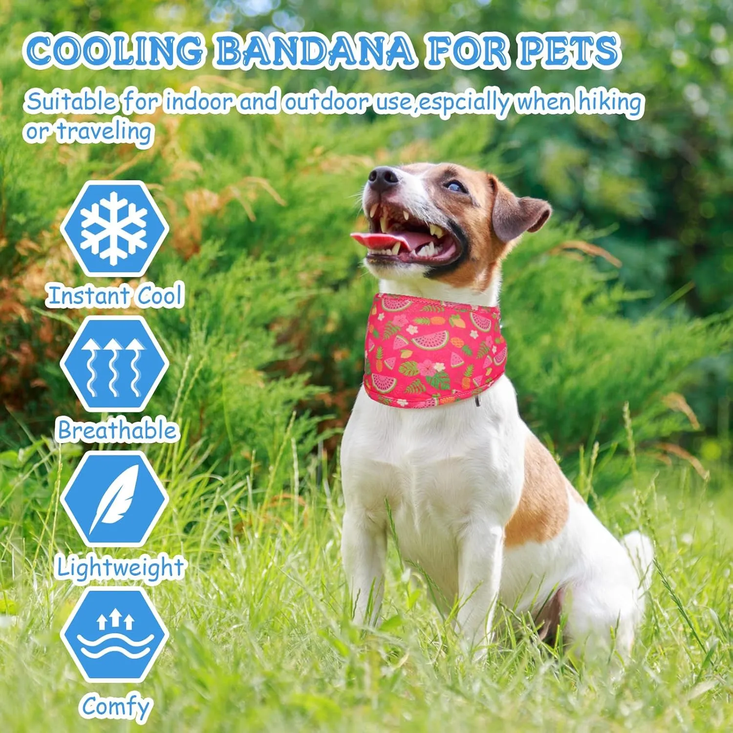 5 Pcs Dog Cooling Bandanas Dog Instant Cooling Neck Wraps Breathable Ice Scarf Pet Heat Relief Collar Basic Collars for Small Medium Large Pet Training Camping Accessories for Summer(M)