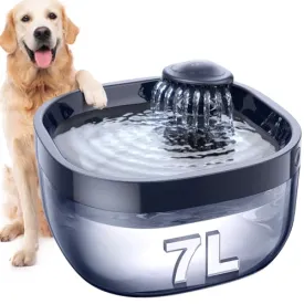 7L/1.8Gal Dog Water Fountain for Large Dog, FEELNEEDY Dog Water Bowl Dispenser Pet Water Fountain, Water Dispenser for Dogs with Ultra Quiet Pump for Multiple Cats, Dogs, Pets (FN-W05, Blue)