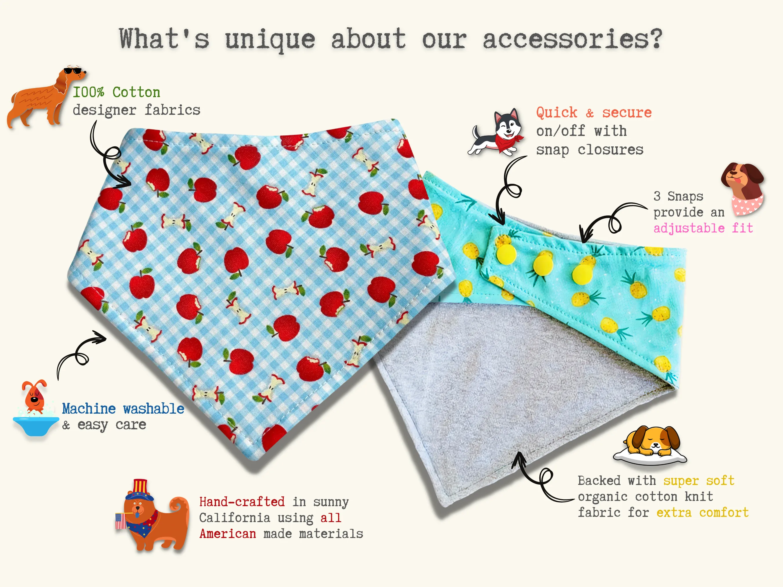 Acorn - Eco-Friendly Snap On Bandana - Made in the USA