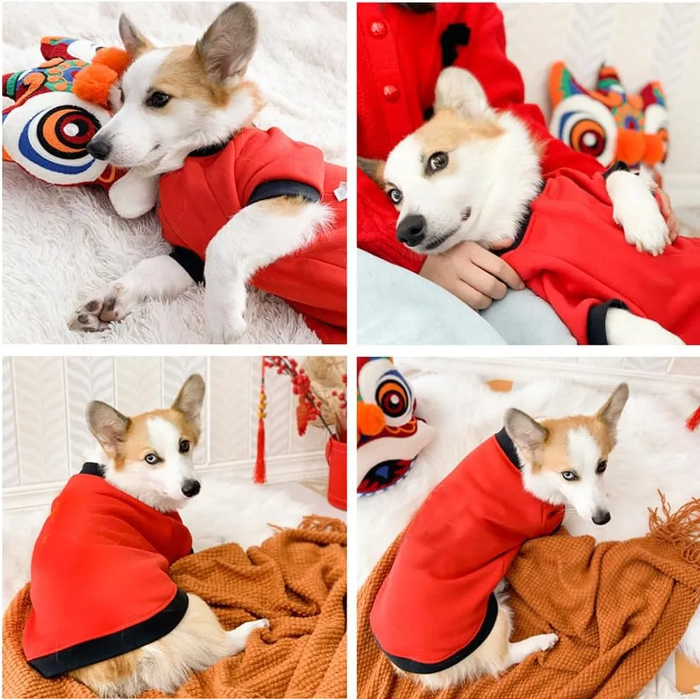 ANIAC Fall Dog Sweater for Medium Dog Girl Boy Fleece Dog Shirt with Long Sleeves Puppy Sweatshirt Red Dog Hoodies Warm Dog Clothes for Medium Dog 2-44 LB(Red, X-Large)