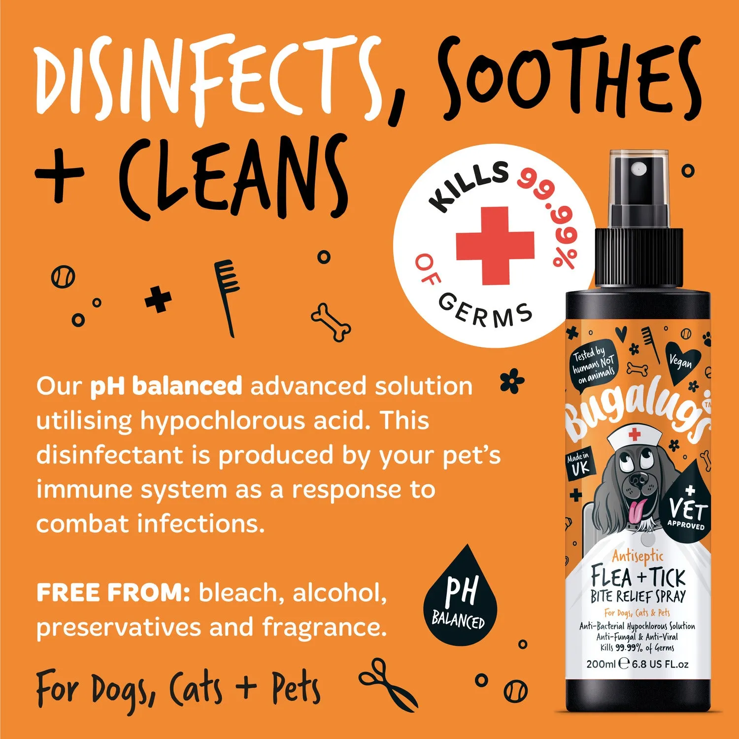 Antiseptic Flea & Tick Bite Relief Spray for Dogs, Cats & Pets