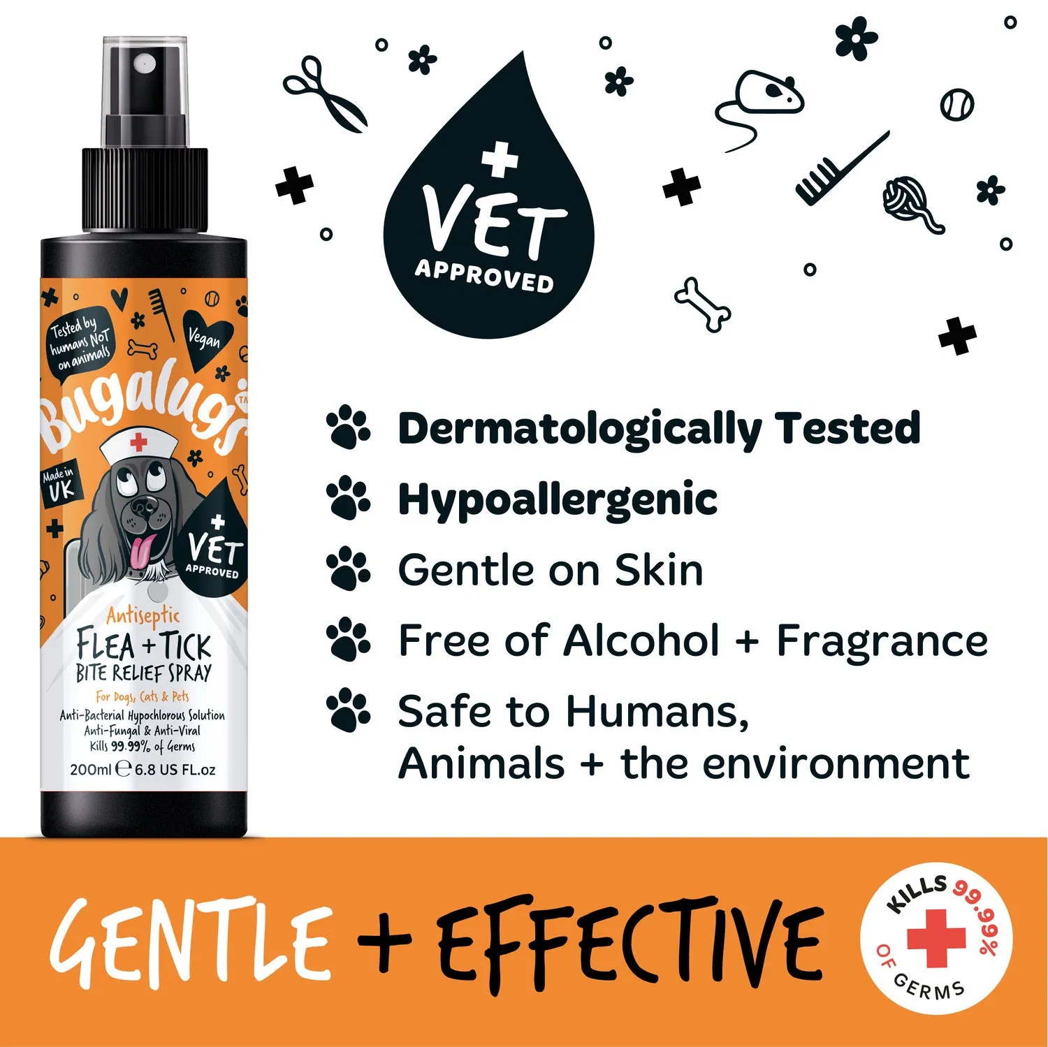 Antiseptic Flea & Tick Bite Relief Spray for Dogs, Cats & Pets