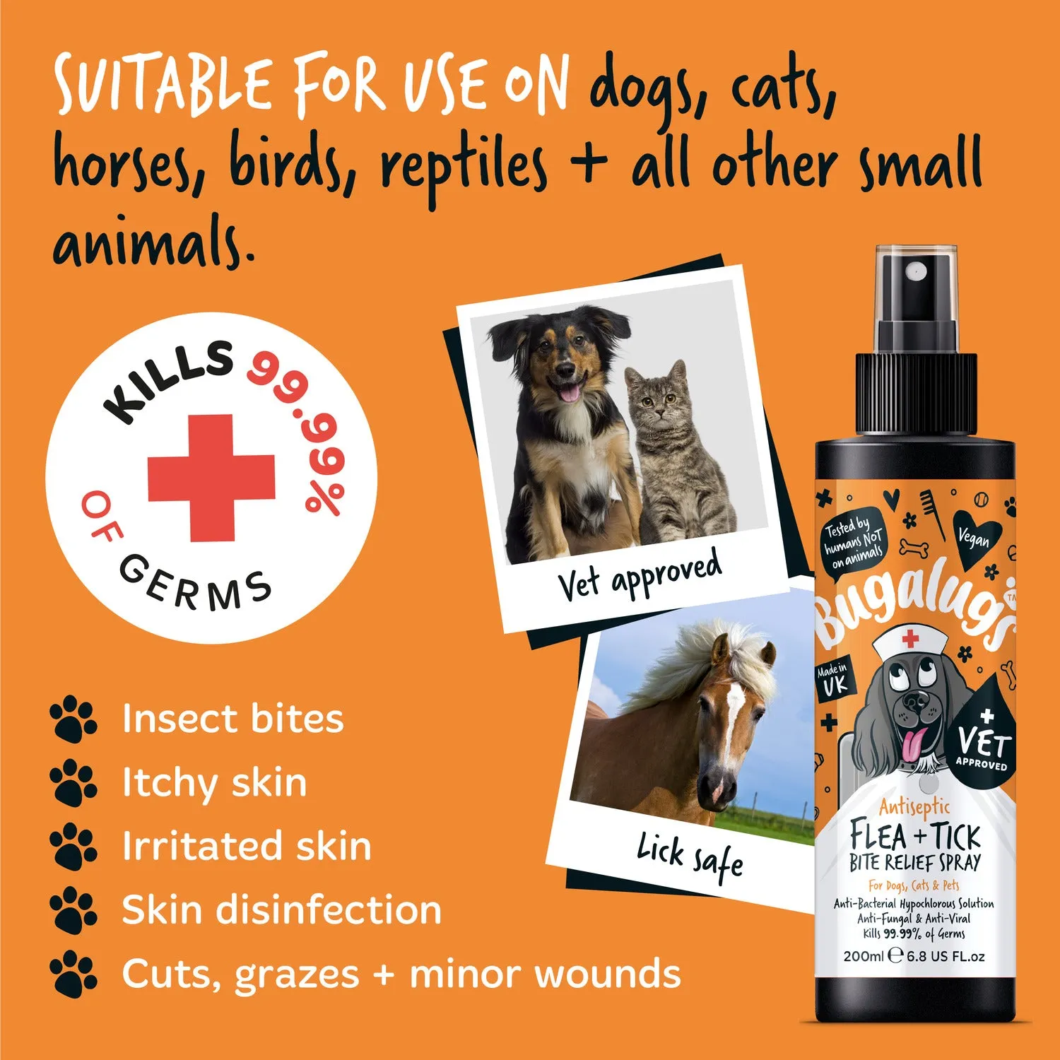 Antiseptic Flea & Tick Bite Relief Spray for Dogs, Cats & Pets