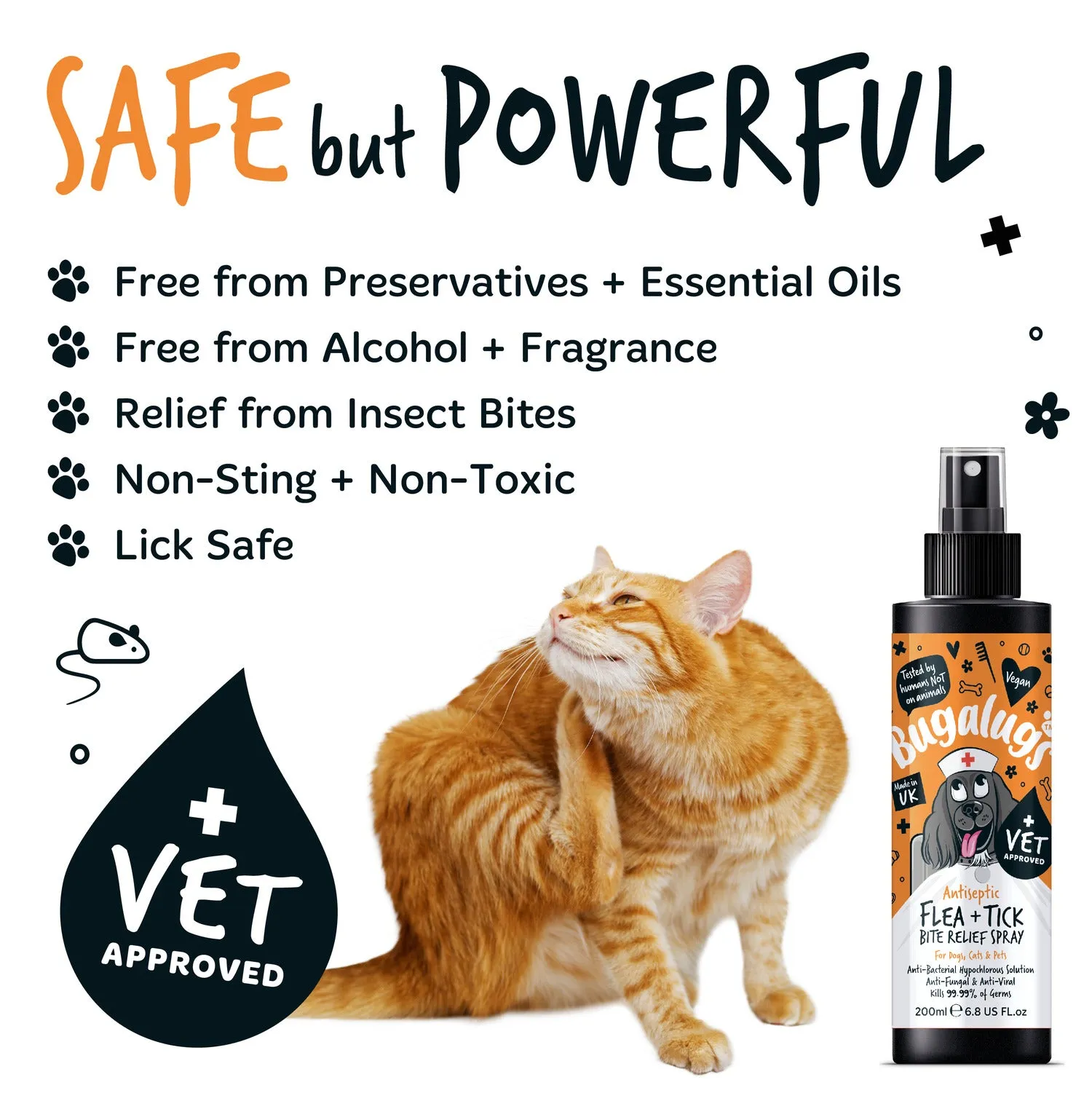 Antiseptic Flea & Tick Bite Relief Spray for Dogs, Cats & Pets
