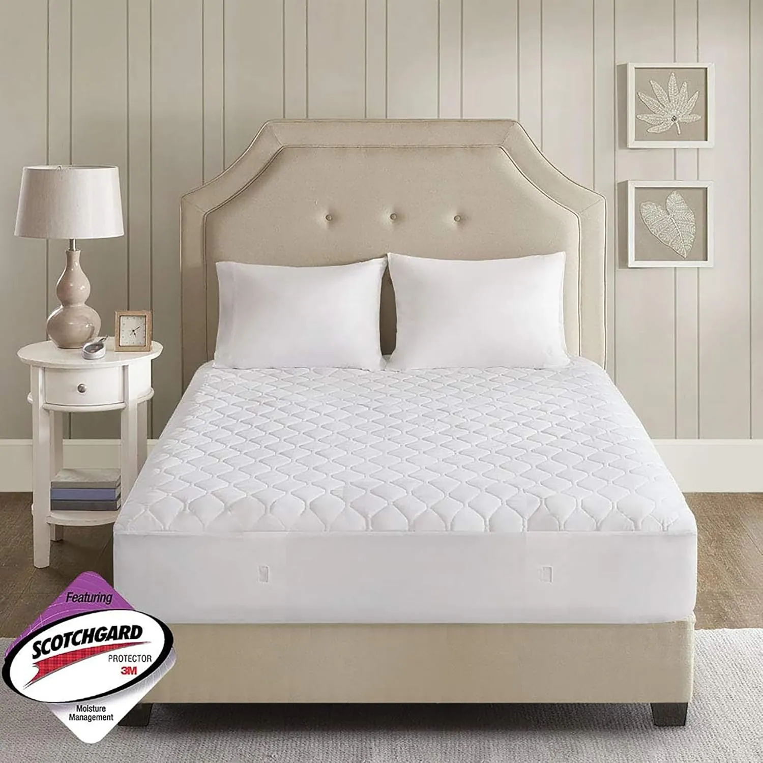 Beautyrest 3M Scotchgard Heated Mattress Pad - Electric Bed Warmer with 5 Heat Settings, 10 Hr Auto Shut Off Timer, All Around Elastic Deep Pocket, UL Certified, Machine Washable, White Full