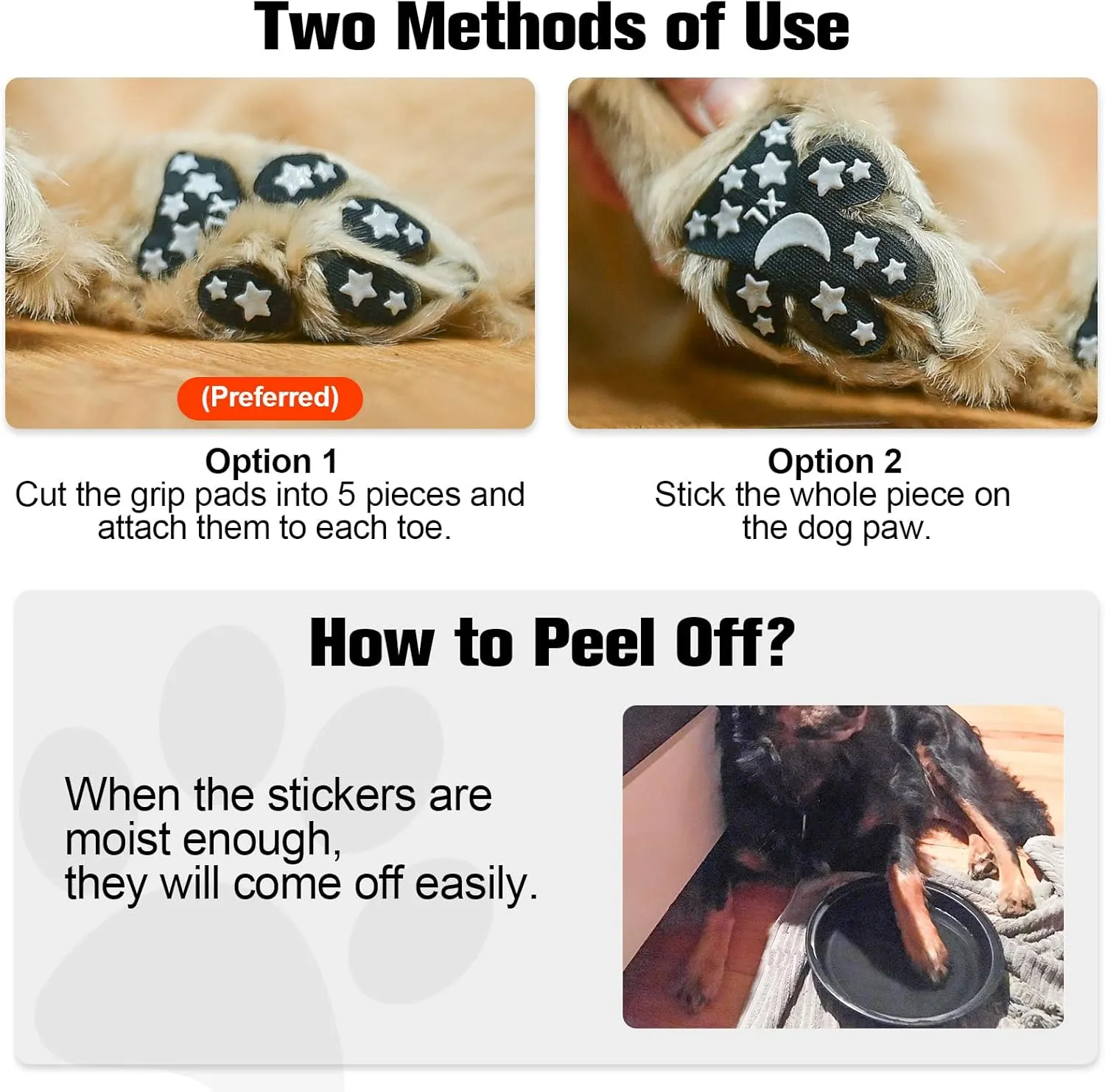 BEAUTYZOO Anti-Slip Dog Paw Pads for Senior Dogs - Traction Grips Dog Paw Stickers for Hot Pavement Hardwood Floors, Durable Pet Paw Protector Shoes Booties Socks Replacement (24pcs, Black S)