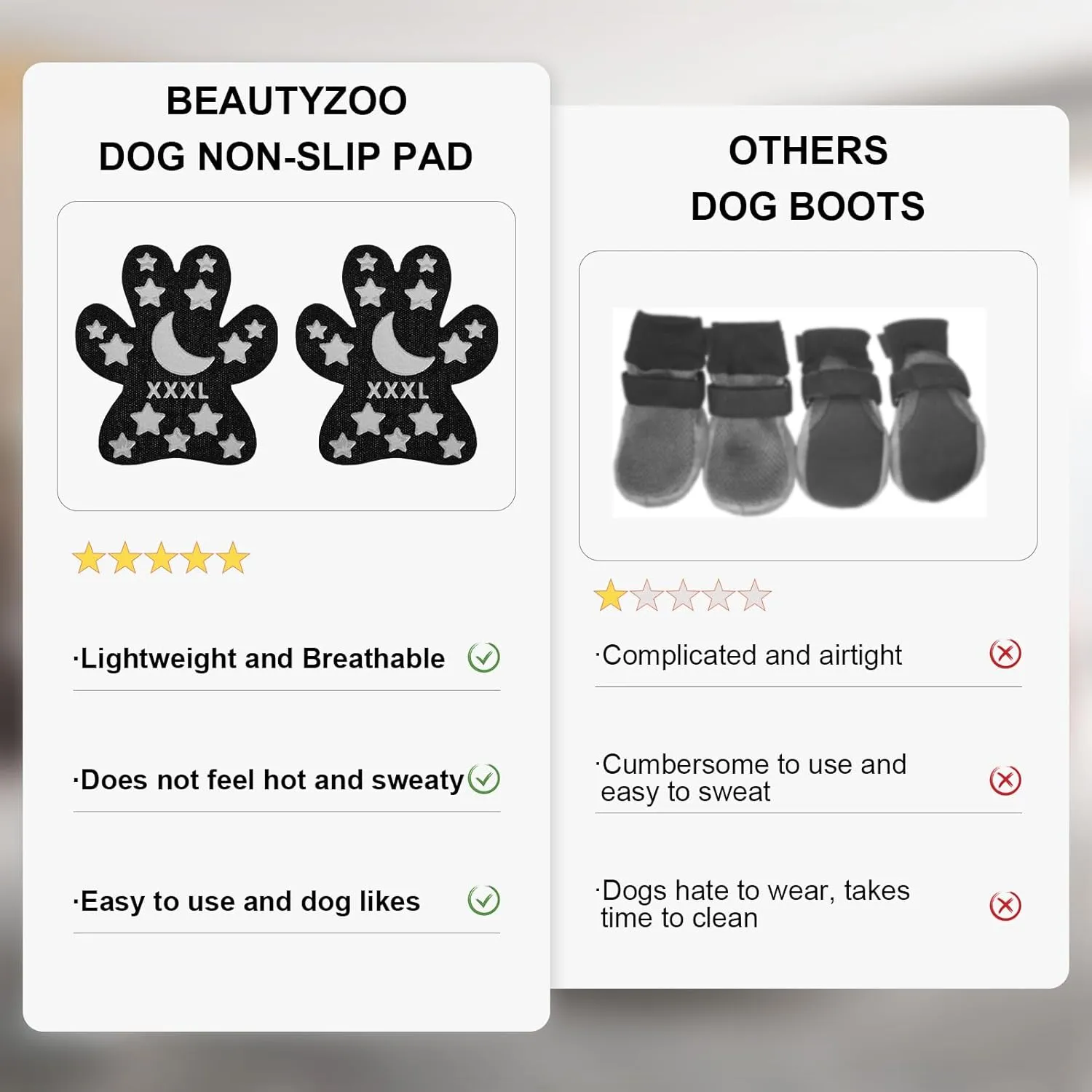 BEAUTYZOO Anti-Slip Dog Paw Pads for Senior Dogs - Traction Grips Dog Paw Stickers for Hot Pavement Hardwood Floors, Durable Pet Paw Protector Shoes Booties Socks Replacement (24pcs, Black S)