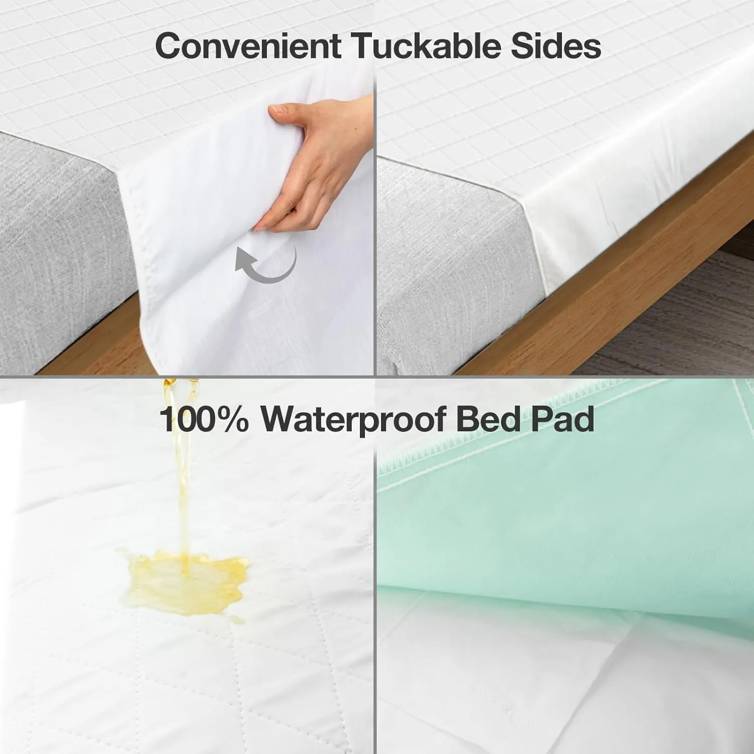 Bed Pads Washable Waterproof, Twin (38" x 36", Pack of 2) Incontinence Bed Pads & Pee Pads, Perfect for Kids, Adults and Elderly