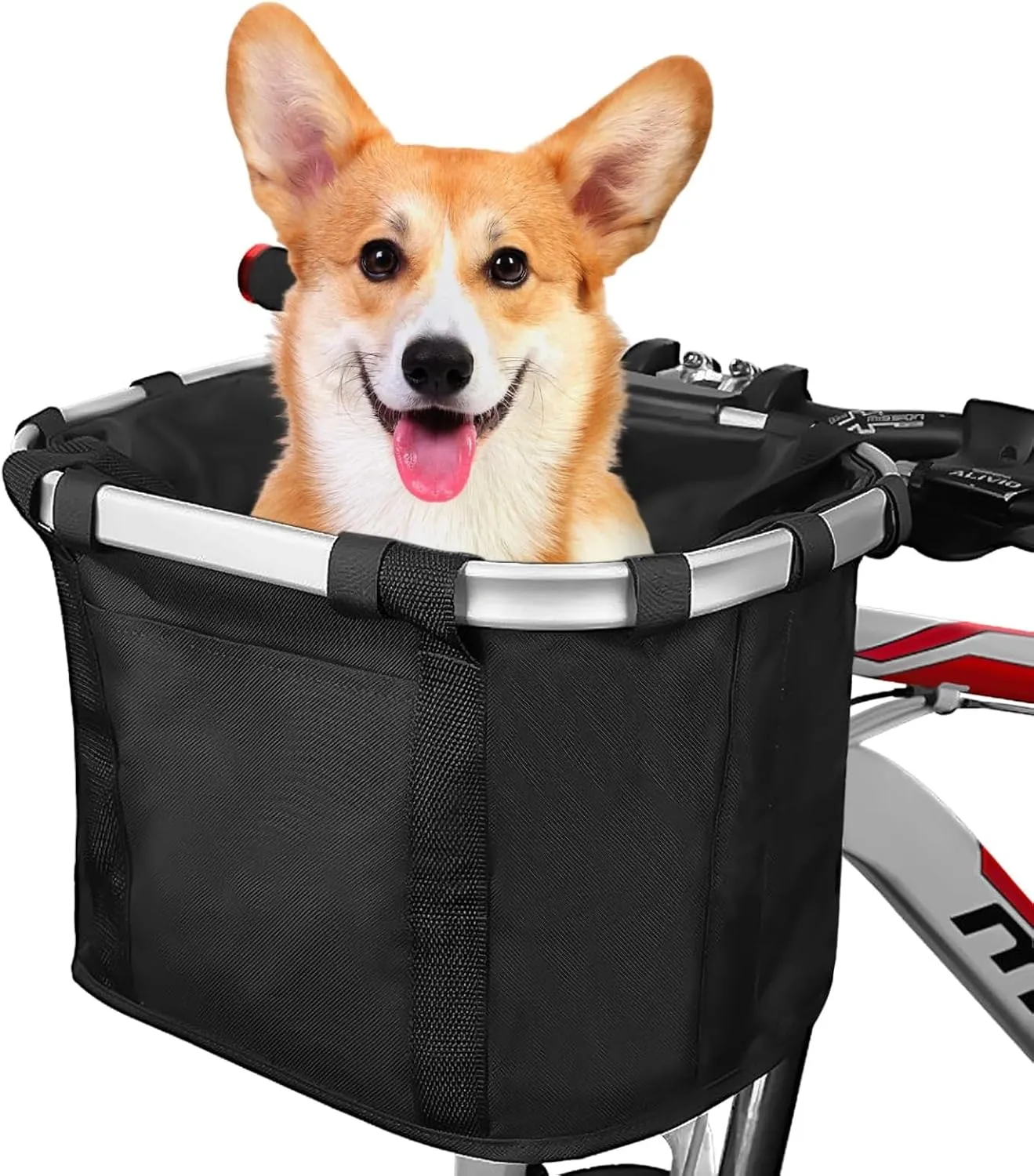 Bike Basket Detachable, Dog Bag for Bike Front Handlebar, Multi-Purpose Folding Bicycle Basket for Pet, Shopping, Outdoor Camping and Commuting (pet Basket for Bike)