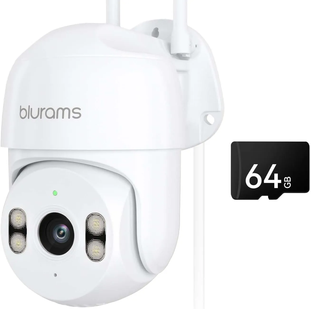 blurams 2K Security Camera Outdoor, 360 PTZ Outside Cameras for Home Security, Color Night Vision, Motion Tracking, Two-Way Audio, IP66, 2.4GHz Camera with 64GB SD Card, Works with Alexa