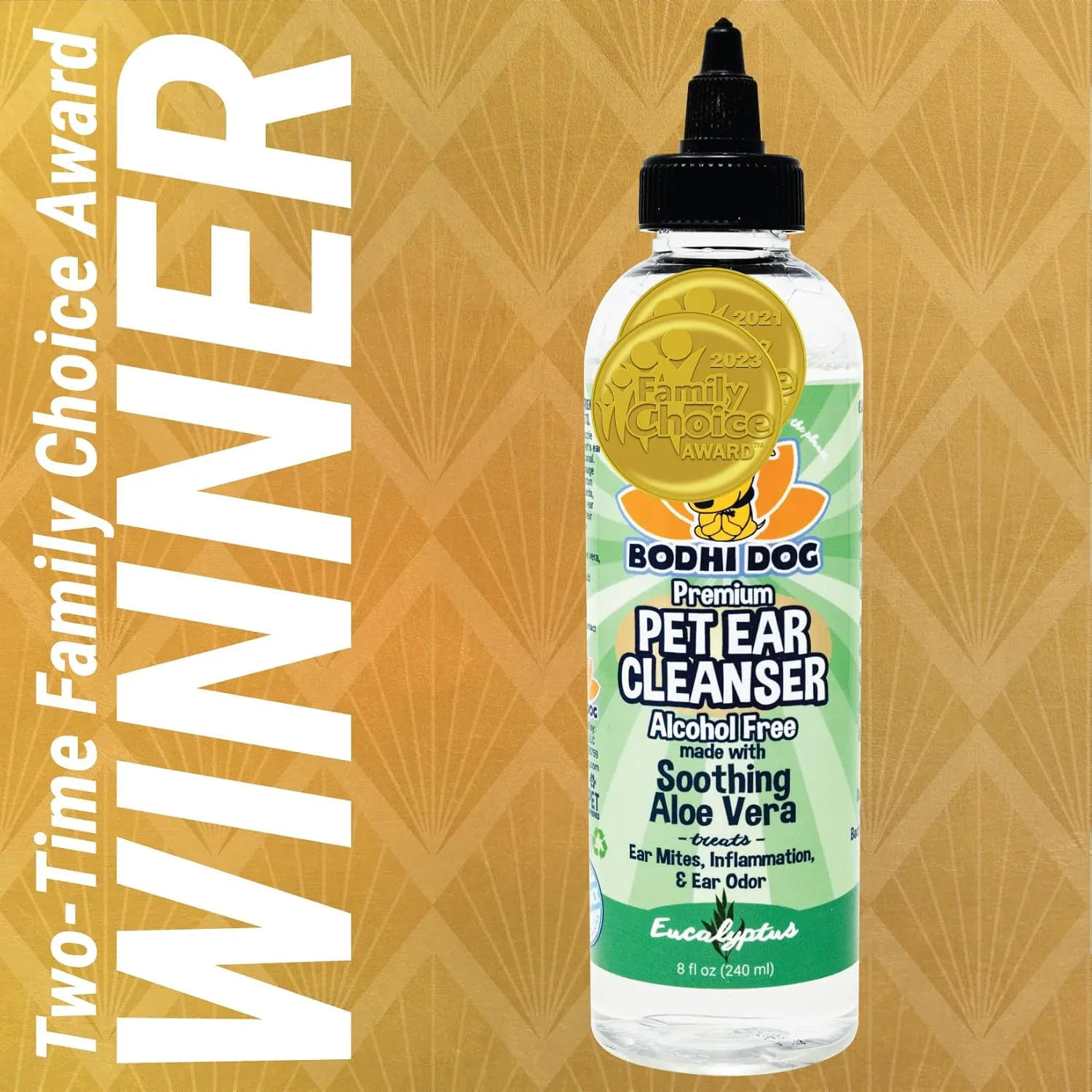 Bodhi Dog Ear Cleaner Solution for Dogs & Cats - Aloe Vera Ear Cleaning Treatment - Gentle, Alcohol-Free Cleanser - Reduces Wax, Odor, & Itching - Safe for Sensitive Skin (8 Fl Oz)