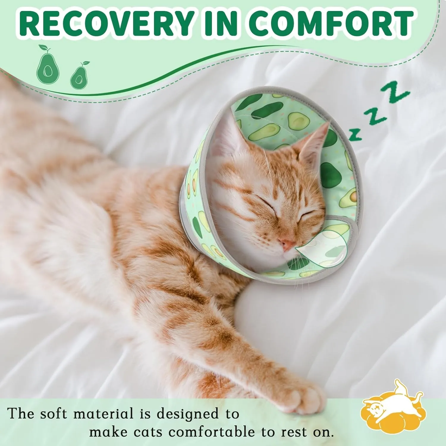 Cat Cone Collar Soft, Comfortable Cat Recovery Collar Pet Cone for Small Large Cats, Lightweight Elizabethan Collar for Cats Kittens After Surgery Prevent from Licking Wounds, Green, S