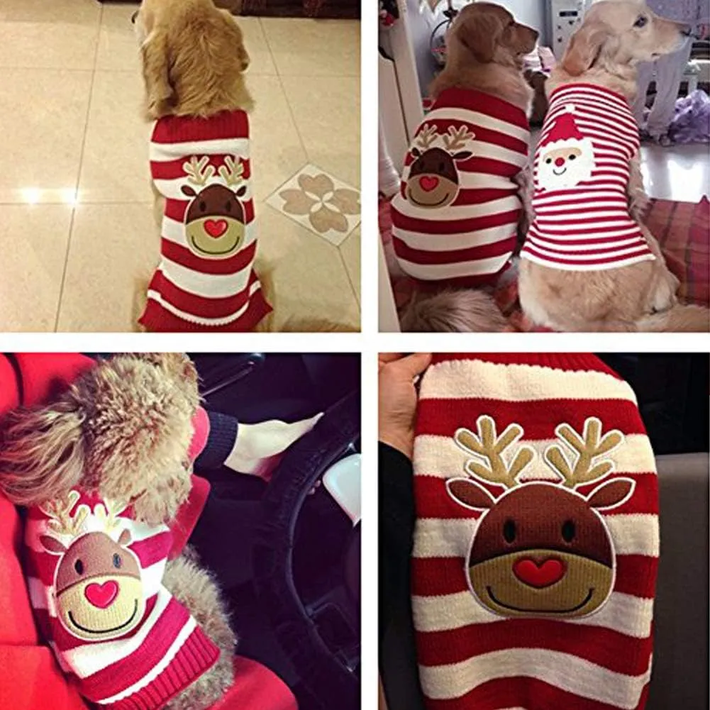 Cat Sweater Christmas Santa Claus Pet Cat Winter Knitwear Warm Clothes