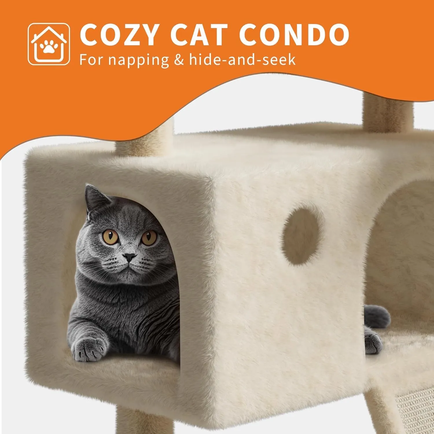Cat Tree Tower for Large Cats 20 Lbs  Heavy Duty Tall 66 in Indoor Cat Castle with Scratching Posts,HammocksBasketPlatform for Maine Coon/Big Cats