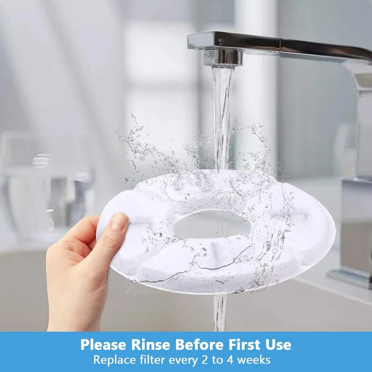 Cat Water Fountain Filter Replacement 8-16 Pack for 81Oz/2.4L Pet Water Fountain Dog Water Dispenser Activated Carbon Filters Rund Set Suitable for General Pet Drinkwell Water Dispenser