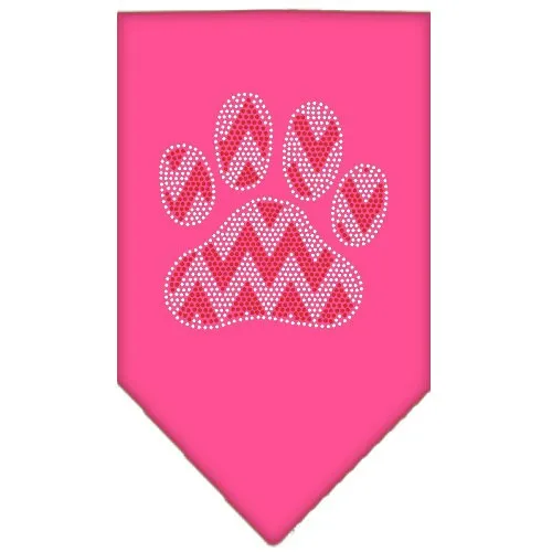 Christmas Pet and Dog Bandana Rhinestone, "Candy Cane Chevron Paw"