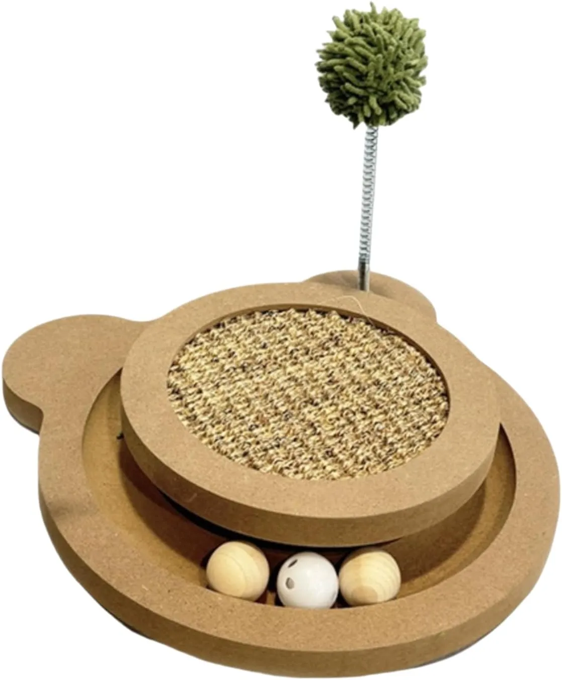 Cute Cat ScratcherInteractive Scratcher Toys for Indoor Cats and Kitten Natural Sisal Cat Scratch Mats Track Balls Spring Toyfor Bored Cats self Play