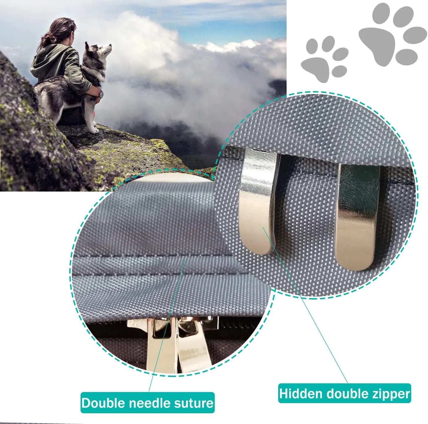 Dog Bed Cover,Waterproof Tough Plastic DIY Pet Bed Cover,Non Stick Hair Easy to Clean Rectangular Fillable Dog Bed Covers with Zipper(Dark Grey,54" L x 44" W x 4" Th,Cover Only)