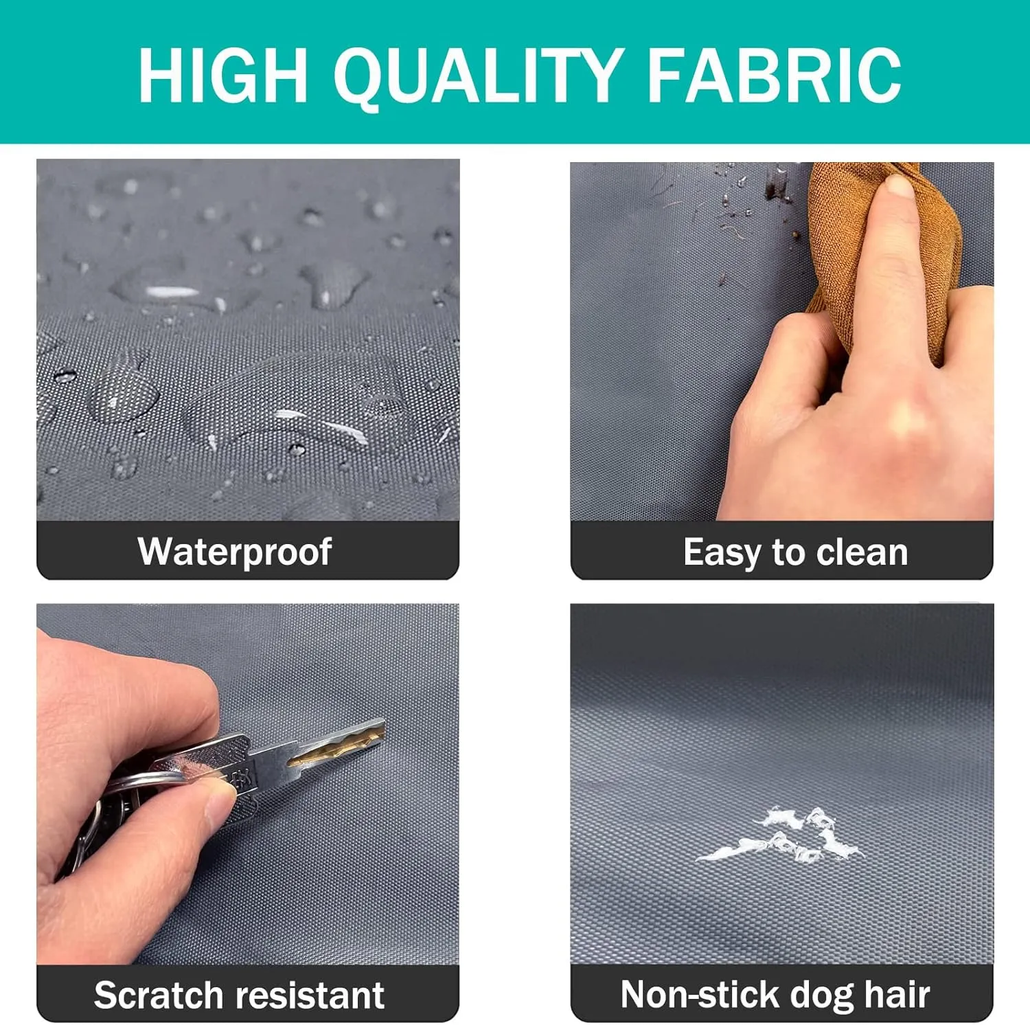 Dog Bed Cover,Waterproof Tough Plastic DIY Pet Bed Cover,Non Stick Hair Easy to Clean Rectangular Fillable Dog Bed Covers with Zipper(Dark Grey,54" L x 44" W x 4" Th,Cover Only)