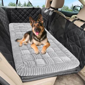 Dog Car Bed Mat, Non-Slip Backseat Extender Pet Blanket, Plaid Dog Bed for SUVs, Sedans & Trucks, Chew-Resistant Travel Pad for Dogs, Easy Clean & Scratch-Proof & Comfort (50"x24.6") Light Gray