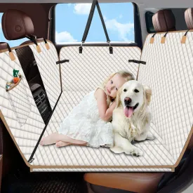 Dog Car Seat Cover for Back Seat, Larger Dog Car Bed Cover with Strong Bottom, Car Back Seat Extender Hammock for Car SUV Truck- Beige Color