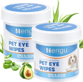 Dog Eye Wipes, 2 Pack Pet Eye Wipes for Dogs & Cats Tear Stain Remover Wipes, Hypoallergenic Soothing Cleansing Pet Wipes (130pcs x2)