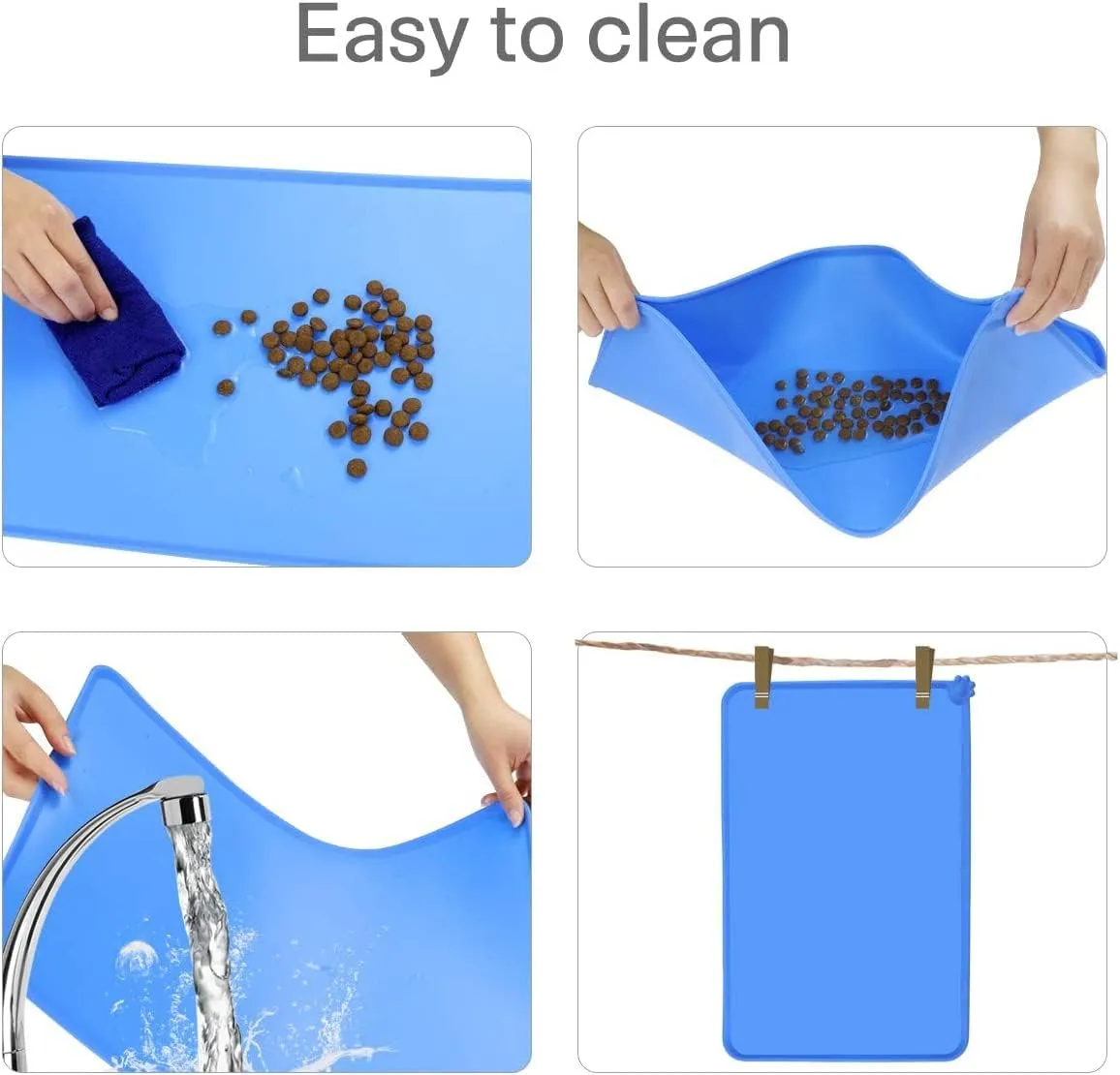 Dog Food Mat, Silicone Dog Bowl Mat, Non-Slip Cat and Dog Feeding Mat, Waterproof Dog Placemat L (47 * 30)