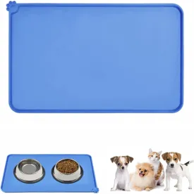 Dog Food Mat, Silicone Dog Bowl Mat, Non-Slip Cat and Dog Feeding Mat, Waterproof Dog Placemat L (47 * 30)