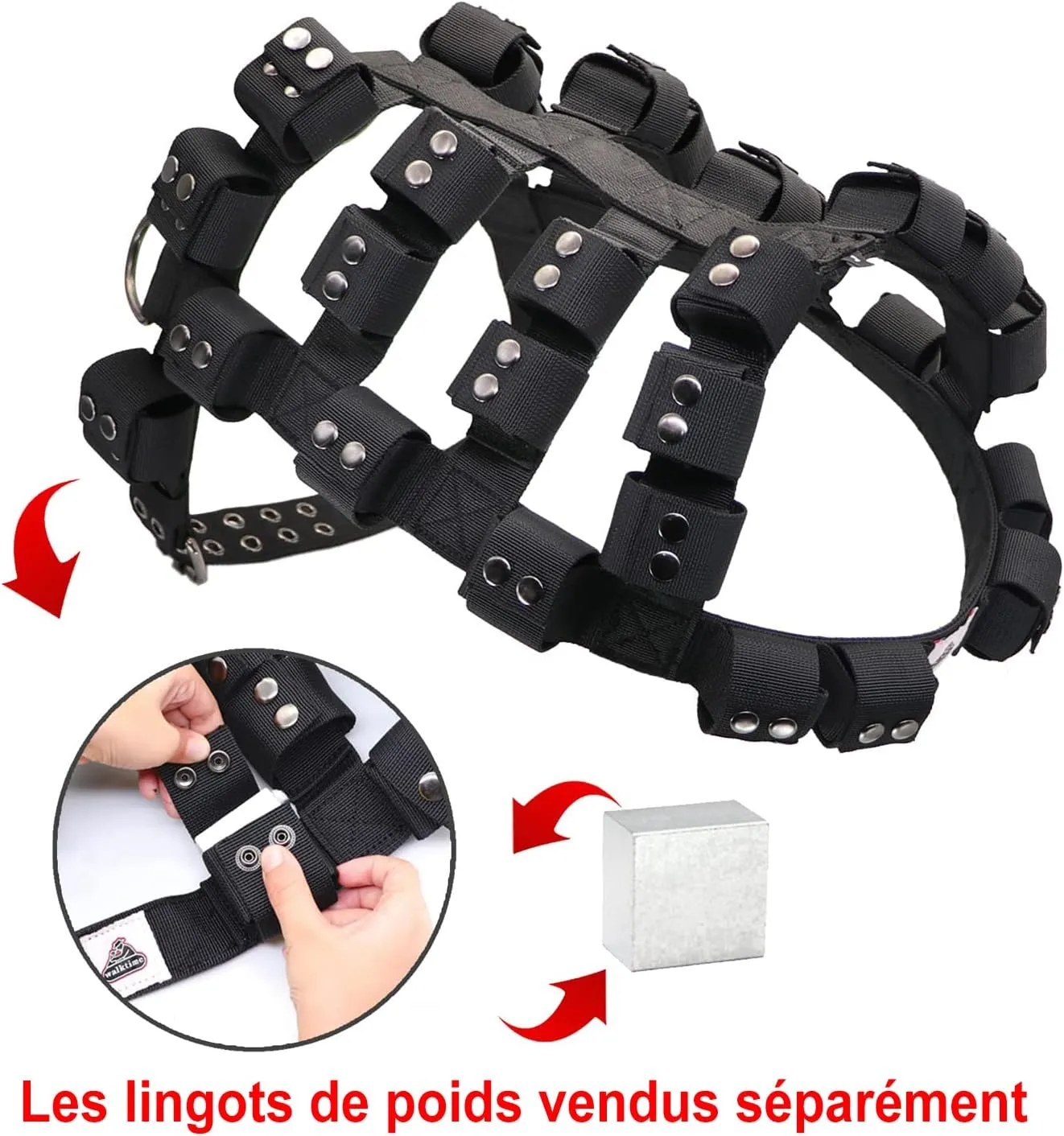 Dog Harness for Small Medium Large Dogs No Pull, Dog Weighted Vest, Tactical Dog Harness for Pit Bulls with Pockets (Adjustable Weight) - Weight Loss, Exercise, Walking, Muscle