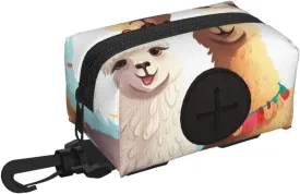 Dog Poop Bag Holder For Leash, Lightweight Dispenser For Pet Waste Bags Llama Alpaca Puppy Potty Carrier Small Doggy Zipper Pouch With Carabiner Clip