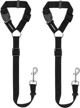 Dog Seat Belts, CGBOOM 2 Pack Dual Use Dog Car Seatbelts Harness Adjustable Car Headrest Restraint for Vehicle Nylon Pet Cat Dog Safety Leads Seat Belts for Large Medium Small Dogs