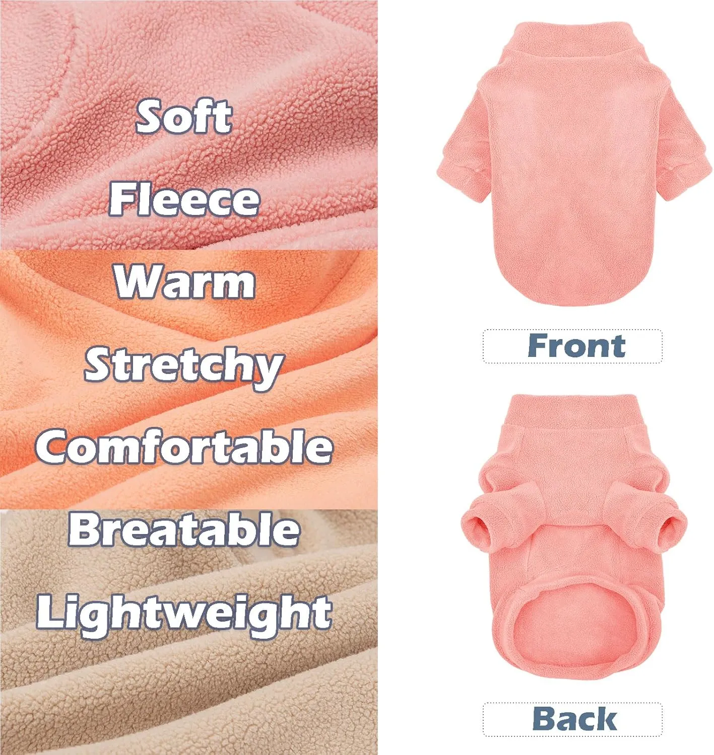Dog Sweater, 3 Pack Dog Sweaters for Small Dogs Girl Boy, Ultra Soft Warm Puppy Clothes Dog Coat for Winter (Peach Lt Camel Pink, Medium)