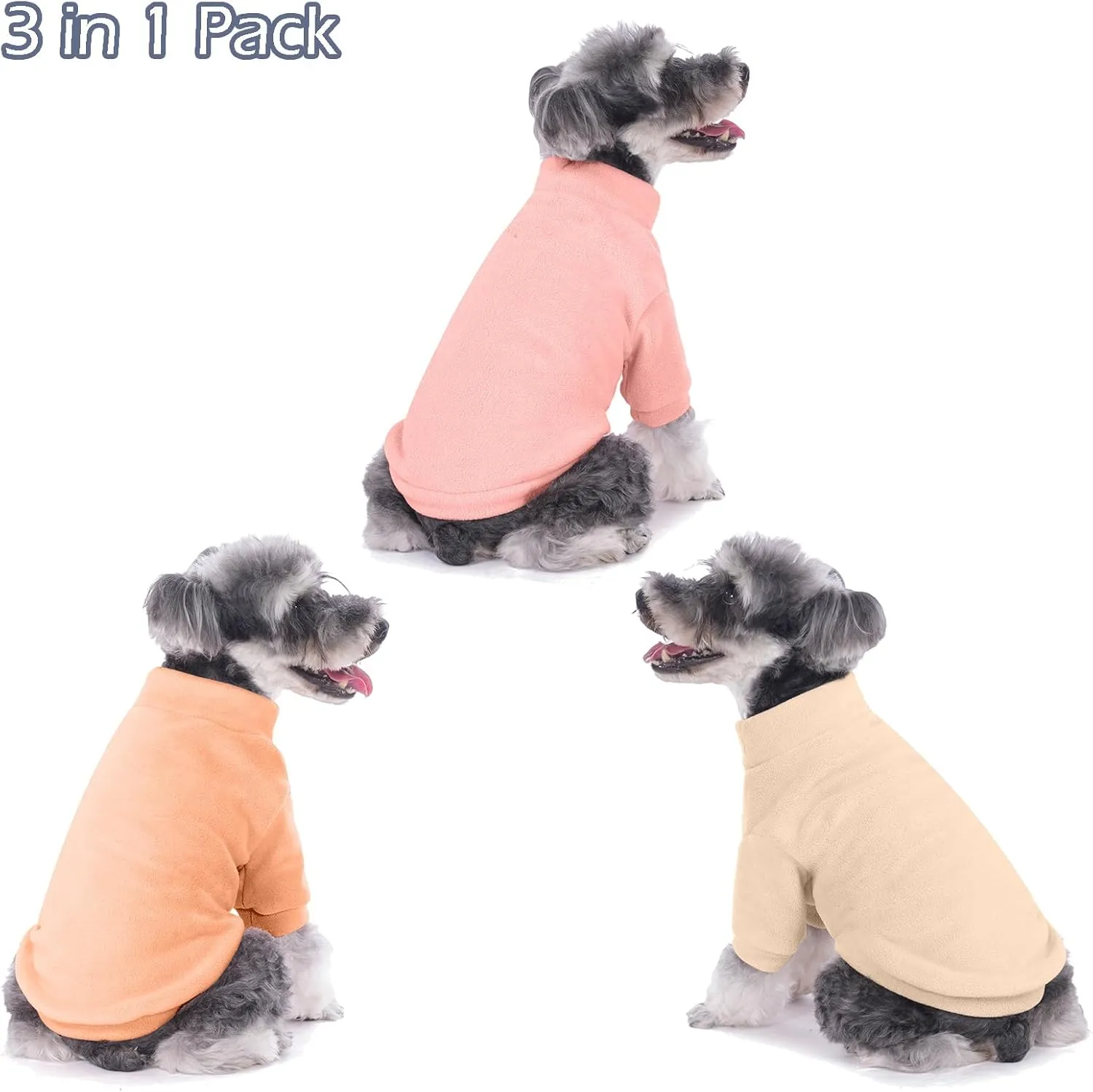 Dog Sweater, 3 Pack Dog Sweaters for Small Dogs Girl Boy, Ultra Soft Warm Puppy Clothes Dog Coat for Winter (Peach Lt Camel Pink, Medium)