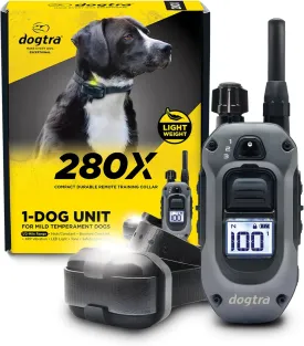 Dogtra 280X E-Collar with Remote [New Edition] 10 lbs , 1/2 Mile Range, LED Light, 100 Levels of Precise Control for Stubborn Dogs, Waterproof, Boost for Quick Recall, Vibration, Safety Lock & Tone