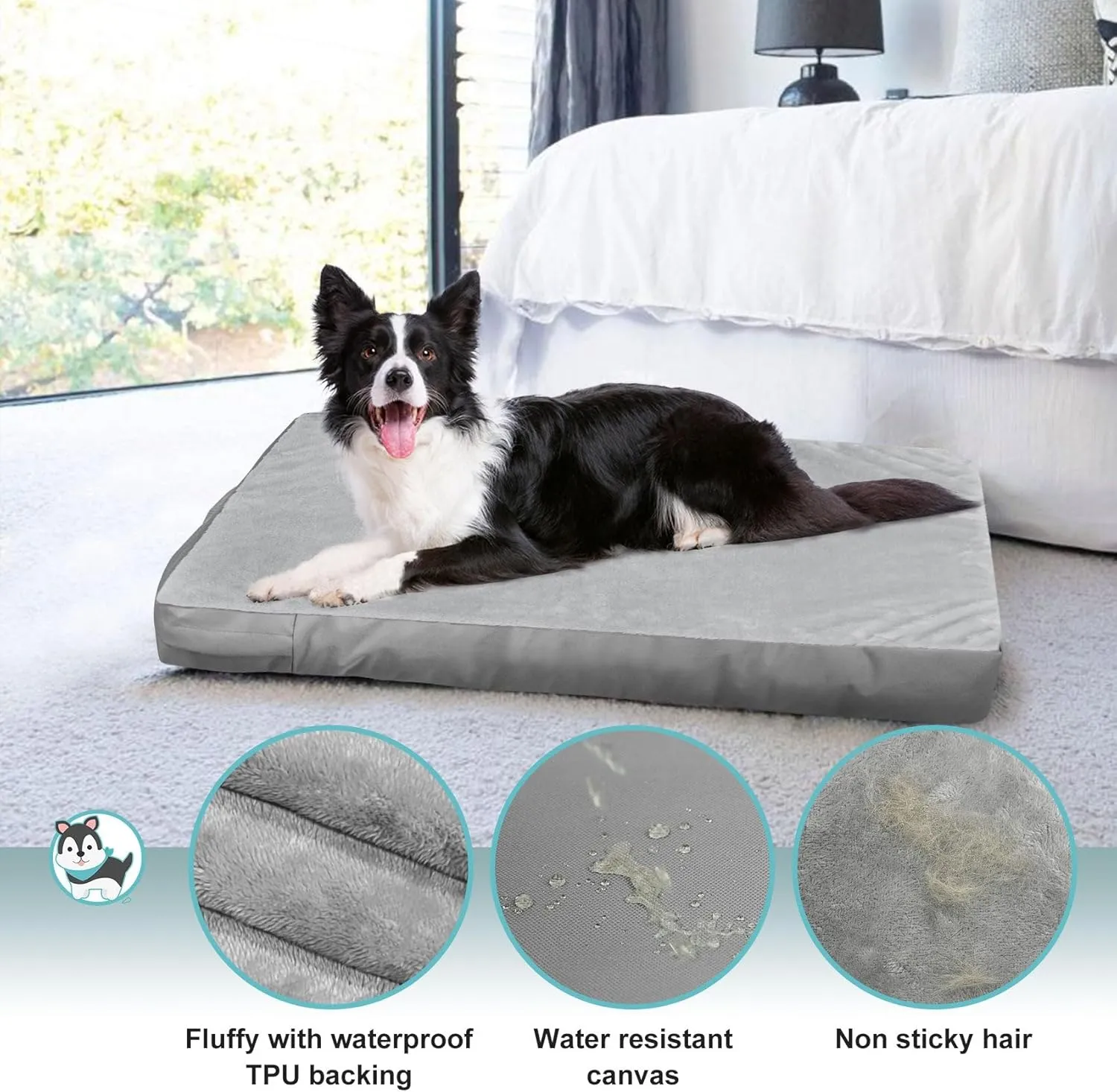 Explore Land Waterproof Dog Bed Cover Machine Washable Fluffy Dog Bed Replacement Cover, 20Lx15Wx3H inch, Gray