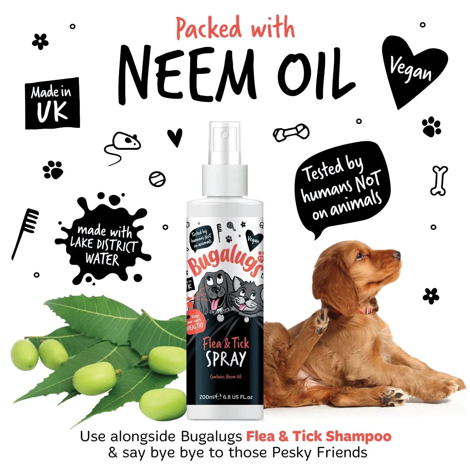 Flea & Tick Spray with Neem Oil for Dogs & Cats