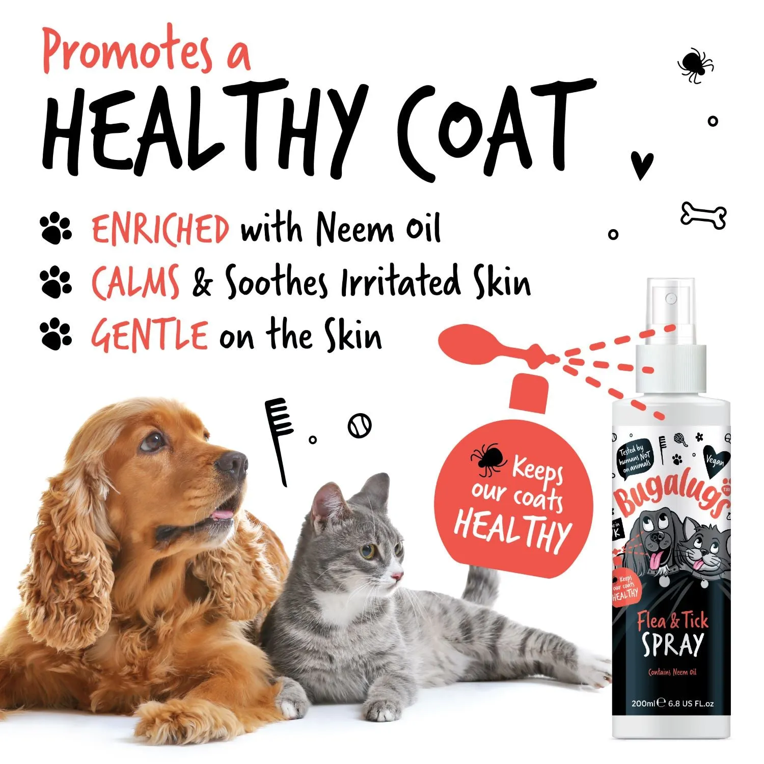 Flea & Tick Spray with Neem Oil for Dogs & Cats
