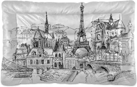 France Eiffel Tower Sketch Dog Bed Paris Hand Draw Street Small Pet Bed Mat Non Slip Cat Beds Pad Mats Soft Dogs Bed Pillows Pets Blanket Cushion