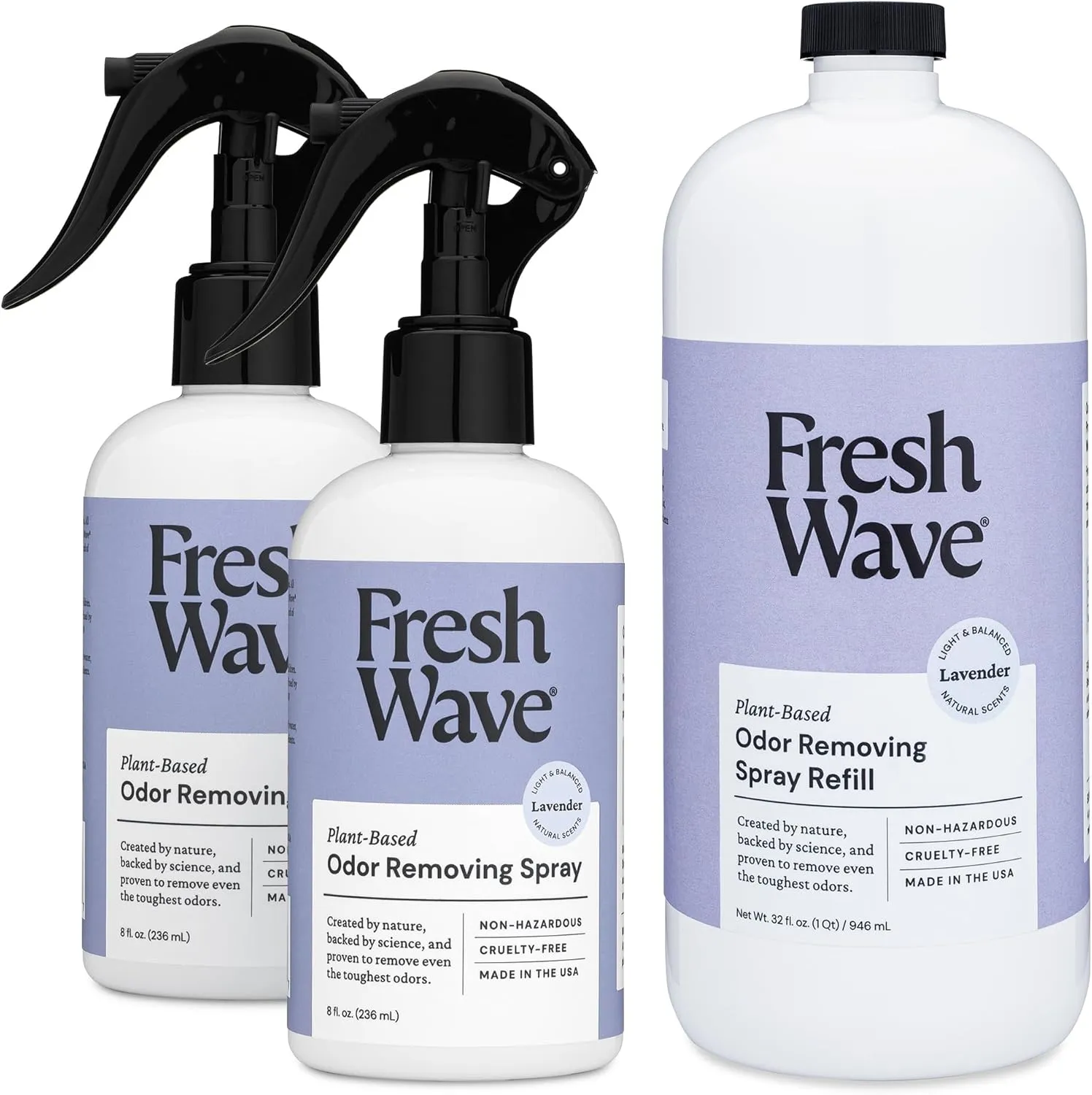 Fresh Wave Lavender Odor Removing Spray Bundle: 2-Pack 8 fl. oz. Spray & 32 fl. oz. Refill