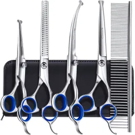 Gimars 6-in-1 Professional Stainless Steel Safety Pet Grooming Scissors