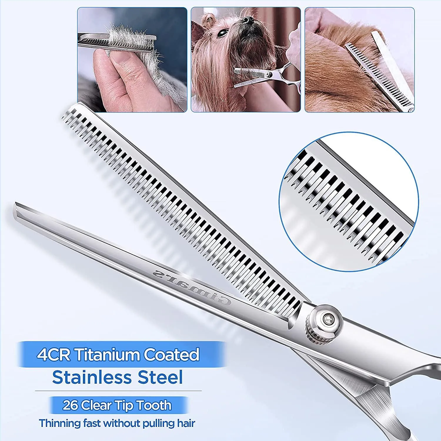 Gimars 6-in-1 Professional Stainless Steel Safety Pet Grooming Scissors
