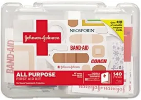 Johnson & Johnson 3009 All Purpose First Aid Kit, 140 Pieces, Plastic Case