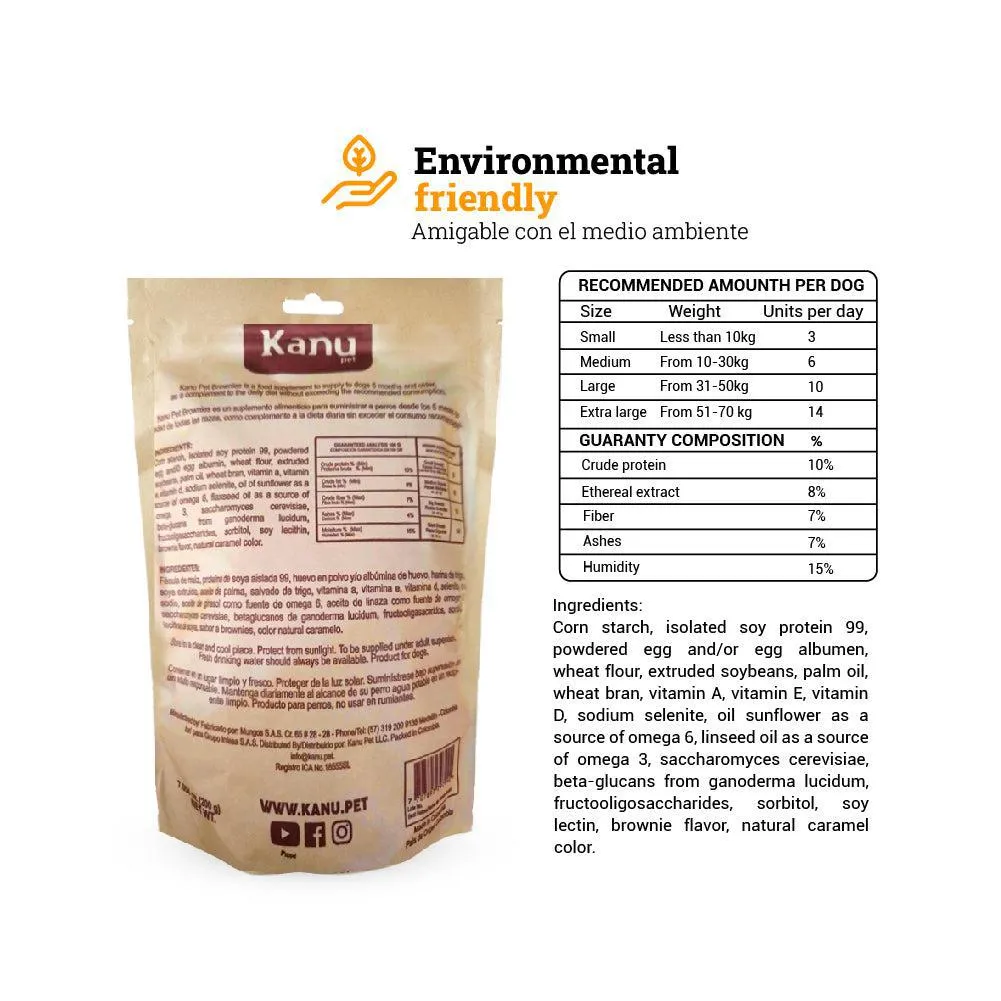 Kanu Pet Soft & Chewy Brownie Dog Treats, No Chocolate, With Omega 3 & 6, Probiotics, Prebiotics