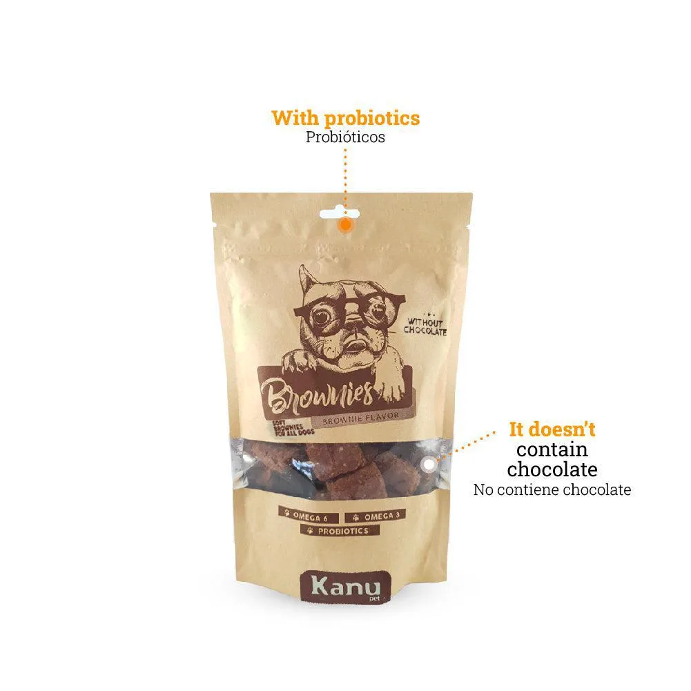 Kanu Pet Soft & Chewy Brownie Dog Treats, No Chocolate, With Omega 3 & 6, Probiotics, Prebiotics